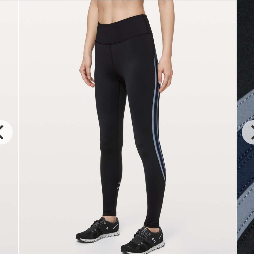 #254. Lululemon Run Crew Tight 28" ( Black/True Navy/ Steam Blue) - Picture 3 of 13